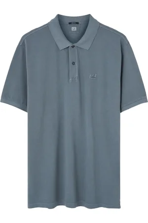 C.P. Company Top, Herre, Blå, M, Broderet Logo Blå Polo Skjorte