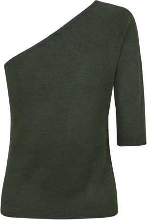 Cortana Bluser & Skjorter, Dame, Grøn, M, Uld, Silke Jade Asymmetrisk Top