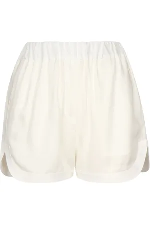 Pinko Shorts, Dame, Hvid, 2XS, Linned, Hvide linnedshorts med sideslidser