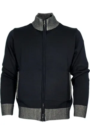 Paul & Shark Strik, Herre, Sort, M, Uld, High Neck Zip Sweater Sort