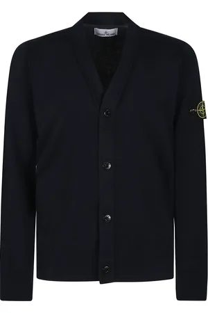 Stone Island Strik, Herre, Blå, XL, Uld, Stilfuld Strikket Cardigan