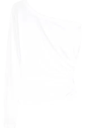 Norma Kamali Bluser & Skjorter, Dame, Hvid, S, Polyester, Hvid Enærmet Asymmetrisk Top