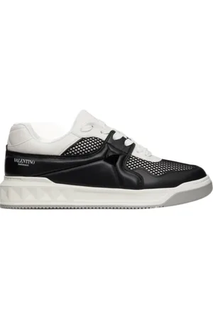 VALENTINO GARAVANI Sko, Herre, Sort, 44 EU, Læder, Studded Mesh and Nappa Leather Sneakers