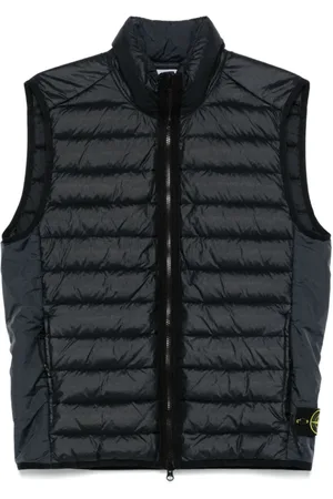 Stone Island Jakke, Herre, Blå, S, Nylon, Logo Patch Zip-up Gilet
