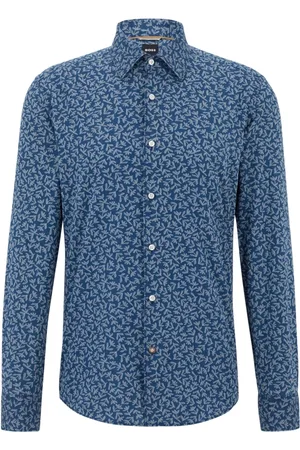 HUGO BOSS Skjorte, Herre, Blå, 2XL, Bomuld, C-Hal Skjorte