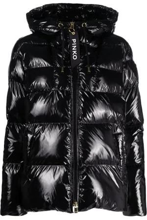 Pinko Jakke, Dame, Sort, XL, Uld, Quilted High-Shine Jakke