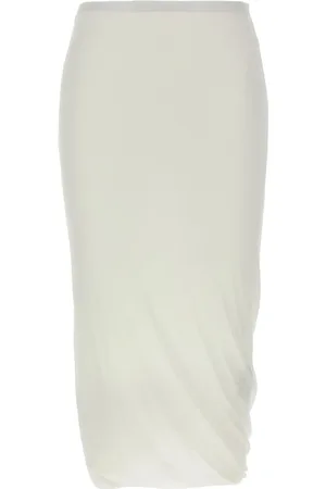 Jil Sander Nederdel, Dame, Hvid, S, Uld, Stilfuld plisseret nederdel