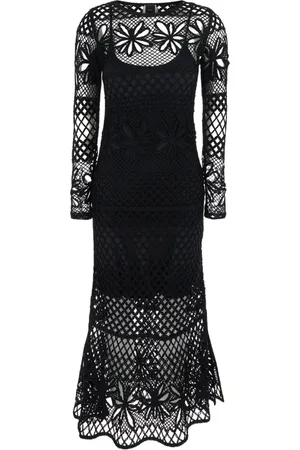 Pinko Kjole, Dame, Sort, M, Ortles Abito Fantasy Net Midi Kjole