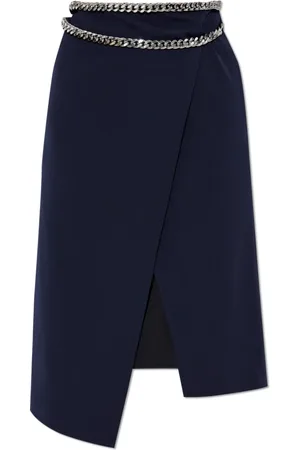 Stella McCartney Nederdel, Dame, Blå, 2XS, Uld, Falabella Chain Asymmetric Midi Skirt
