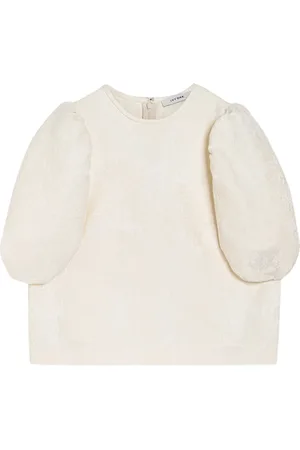 Ivy & Oak Bluser & Skjorter, Dame, Hvid, XS, Jacquard Bluse med Pufærmer