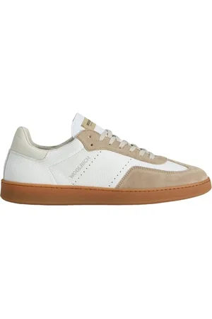 Woolrich Sko, Herre, Hvid, 42 EU, Læder, Læder Sneakers med Beige Accenter