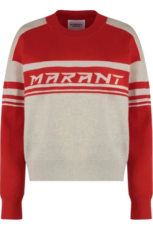 Isabel Marant Strik, Dame, Rød, 2XS, Bomuld, Ribstrikket Crew-Neck Sweater