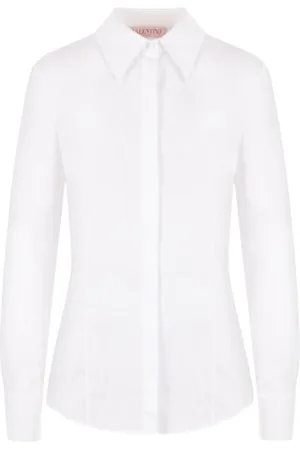 VALENTINO GARAVANI Bluser & Skjorter, Dame, Hvid, M, Bomuld, Hvid Poplin Skjorte i Bomuld