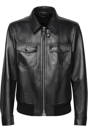 Tom Ford Jakke, Herre, Sort, L, Læder, Sort Læder Blouson Jakke