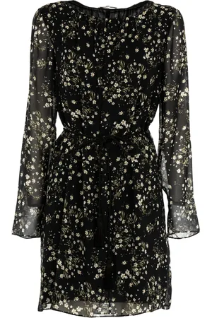 Patrizia Pepe Kjole, Dame, Sort, XS, Polyester, Blomstret Kort Kjole