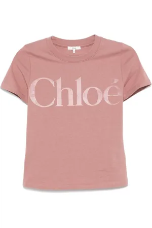 Chloé Top, Dame, Lyserød, S, Bomuld, Logo Print T-shirts og Polos