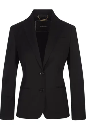 Kiton Jakke, Dame, Sort, M, Sort Virgin Wool Enkeltradet Blazer