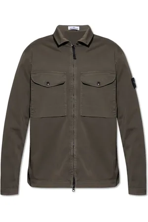 Stone Island Skjorte, Herre, Grøn, 2XL, Bomuld, Logo Cotton Overshirt