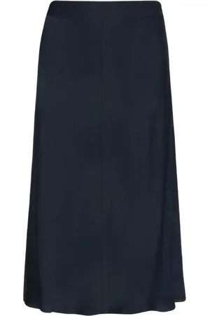 Tommy Hilfiger Nederdel, Dame, Blå, L, Ensfarvet midi-nederdel i crepe-stil