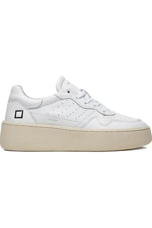 D.A.T.E. Sko, Dame, Hvid, 40 EU, Læder, Hvide Læder Lave Sneakers med Perforeret Tå