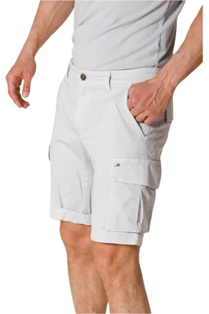 Masons Shorts, Herre, Grå, S, Satin, Slim Cargo Bermuda i Stretch Satin