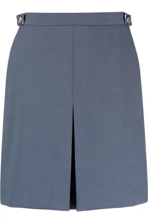 Tommy Hilfiger Nederdel, Dame, Blå, S, Uld, Guldknap Kort Nederdel