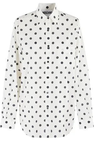 Moschino Bluser & Skjorter, Dame, Hvid, XS, Bomuld, Ivory Polka Dot Cotton Voile Shirt