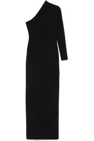 Solace Kjole, Dame, Sort, XS, Uld, Sort Enskulders Asymmetrisk Kjole