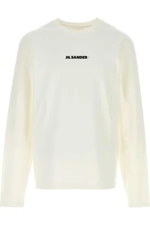 Jil Sander Top, Herre, Hvid, M, Bomuld, Crewneck Langærmet T-shirt