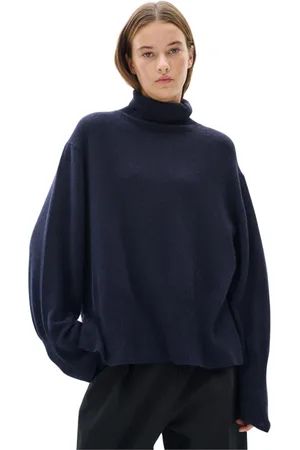 INWEAR Strik, Dame, Blå, M, Uld, Oversized Turtleneck Sweater
