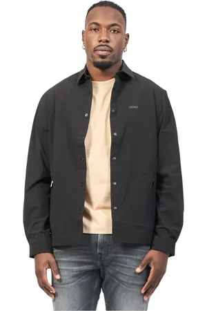 HUGO BOSS Jakke, Herre, Sort, S, Sort stretch-skjorte med albuelapper