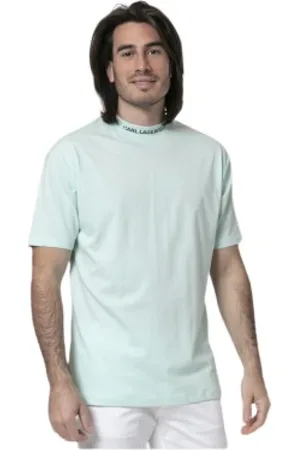 Karl Lagerfeld Top, Herre, Blå, XS, Bomuld, Mintgrøn T-shirt