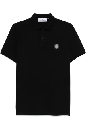 Stone Island Top, Herre, Sort, M, Bomuld, Polo Shirt med Knaplukning