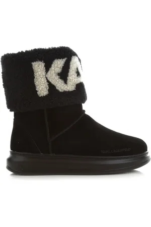 Karl Lagerfeld Sko, Dame, Sort, 41 EU, Uld, Multicolor Logo Ankelstøvler