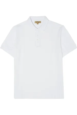 Burberry Top, Herre, Hvid, L, Bomuld, Hvid Bomuldspolo Skjorte med Logo