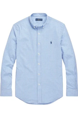 Ralph Lauren Skjorte, Herre, Blå, XL, Bomuld, Slim-Fit Bomuldspoplin Skjorte