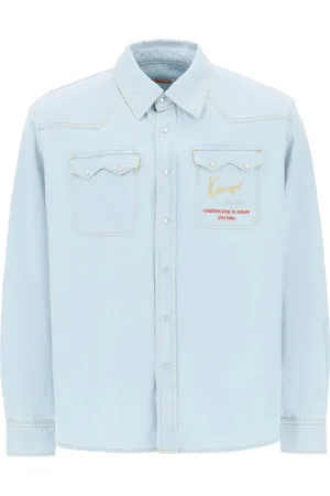 Kenzo Skjorte, Herre, Blå, L, Bomuld, Button-Up Skjorte