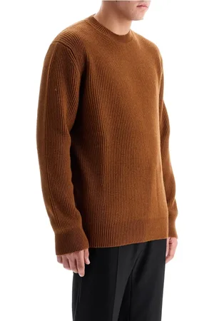 Ermenegildo Zegna Strik, Herre, , XL, Cashmere, Kashmir Ribbet Pullover Med Rund Hals