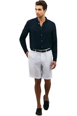 Boglioli Skjorte, Herre, Blå, S, Linned, Garment-dyed Linned Skjorte