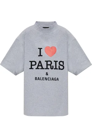 Balenciaga Top, Dame, Grå, M, Bomuld, T-shirt med tryk