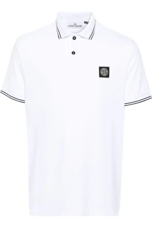 Stone Island Top, Herre, Hvid, 3XL, Bomuld, Stribet Polo Shirt