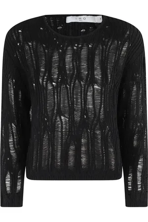 IRO Strik, Dame, Sort, XS, Bomuld, Sort Bomuld Gennemhullet Liya Top
