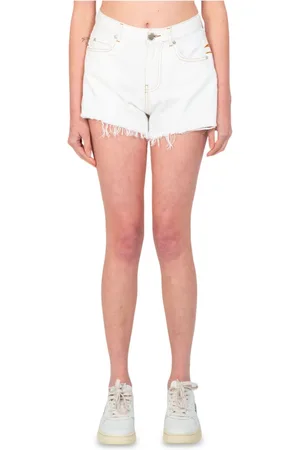 Pinko Shorts, Dame, Hvid, W30, Denim, Honey Frayed Denim Shorts