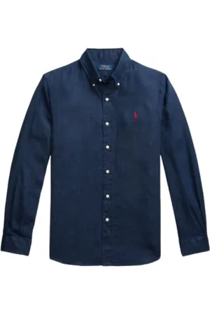 Ralph Lauren Skjorte, Herre, Blå, L, Linen Regular Fit Skjorte
