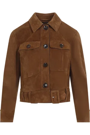Tom Ford Jakke, Dame, Brun, XS, Læder, Cropped Læderjakke