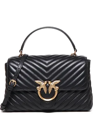Pinko Taske, Dame, Sort, ONE SIZE, Uld, Quiltet Love Bag med Chevron-mønster