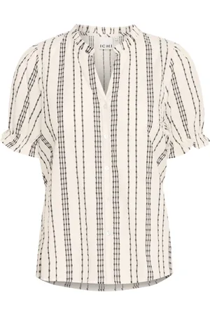 Ichi Bluser & Skjorter, Dame, , M, Bomuld, Stribet Jacquard Bluse