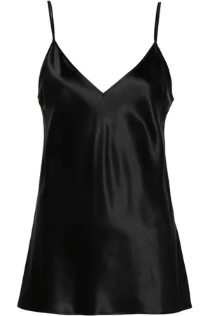 Joseph Top, Dame, Sort, S, Sort Silk V-hals Ærmeløs Top