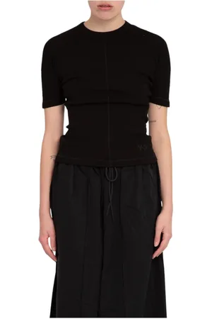 Y-3 Top, Dame, Sort, M, Bomuld, Fitted Kortærmet T-shirt