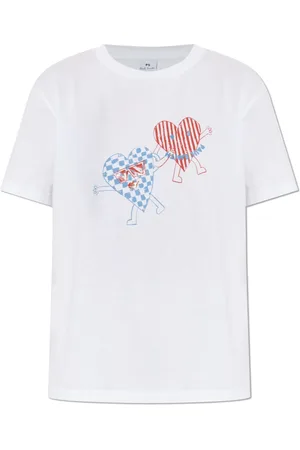 Paul Smith Top, Dame, Hvid, S, Bomuld, T-shirt med print